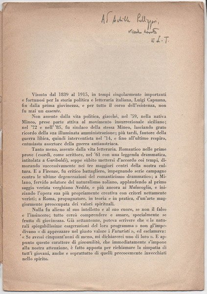 Il carattere e l’opera di Luigi Capuana