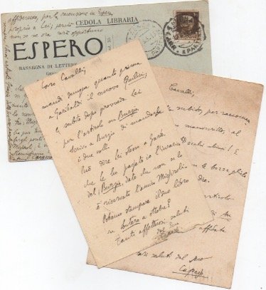 3 cartoline postali viaggiate autografe firmate inviate ad Armando Cavalli, …