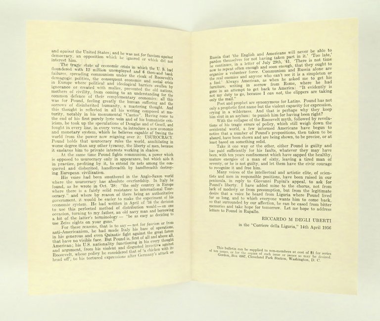 A Poet’s System of Economics. Why Pound Liked Italy