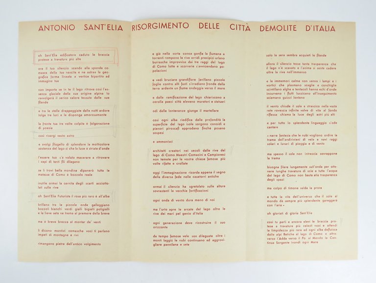 Antonio Sant’Elia. Risorgimento delle città demolite d’Italia. Canzone futurista di … | Immagine Gallery 3