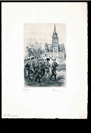 Autour de Compiègne en Août 1914. Série de 7 eaux-fortes …