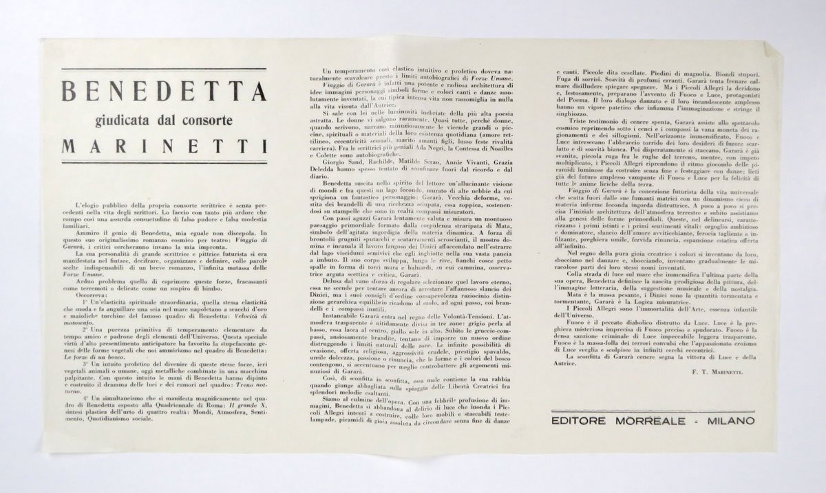 Benedetta giudicata dal consorte Marinetti