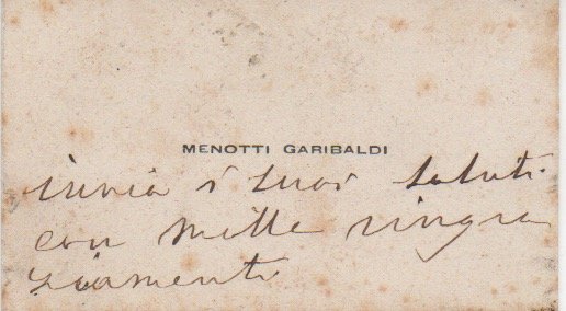 Biglietto da visita con annotazione autografa.