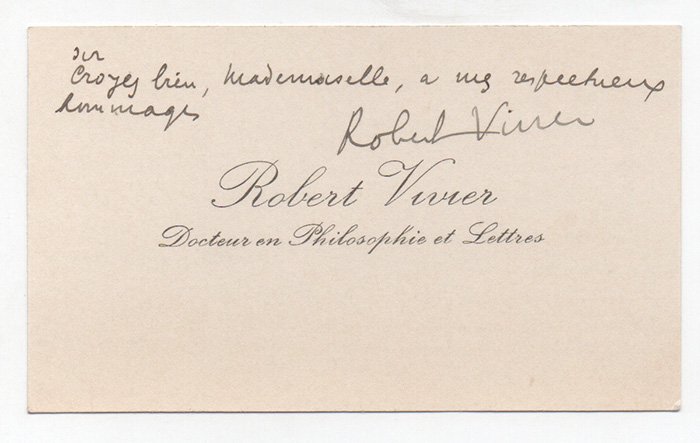 Biglietto da visita personale con dieci righe autografe firmate