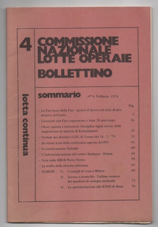 Bollettino [della] Commissione nazionale lotte operaie
