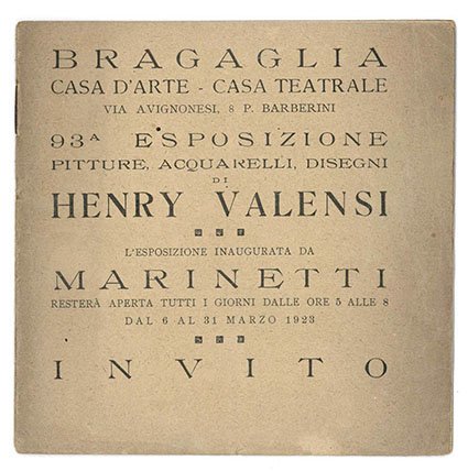 Bragaglia [.] 93a Esposizione pitture, acquarelli, disegni di Henry Valensi. …