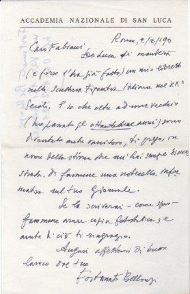 Breve lettera autografa firmata inviata al poeta e giornalista Enzo …