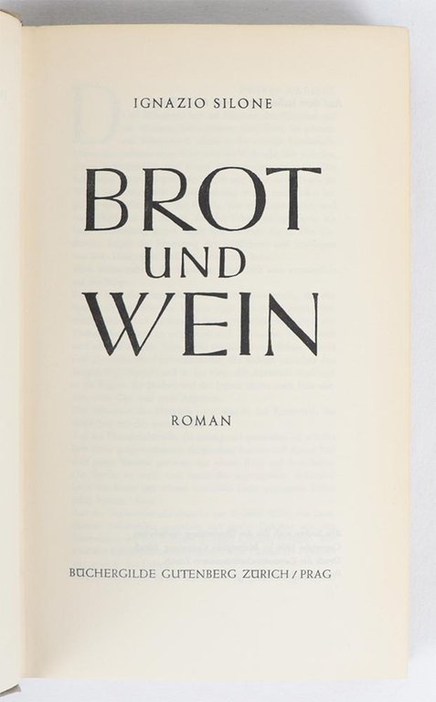 Brot und Wein [Pane e vino]. Roman [BÜCHERGILDE GUTENBERG]