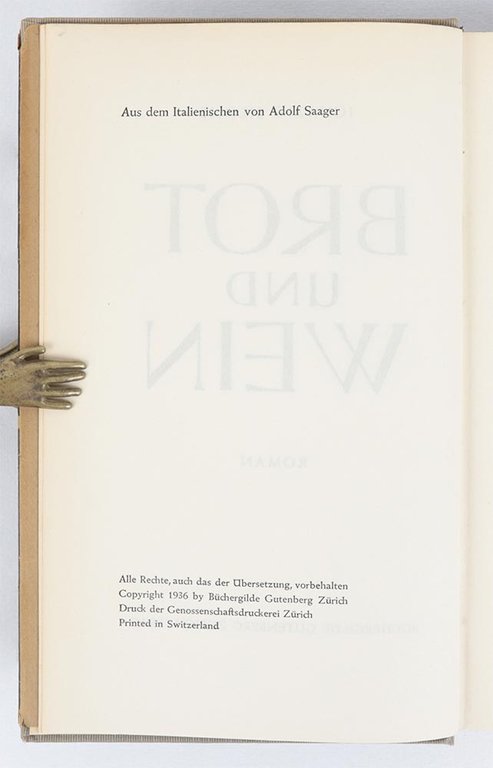 Brot und Wein [Pane e vino]. Roman [BÜCHERGILDE GUTENBERG]
