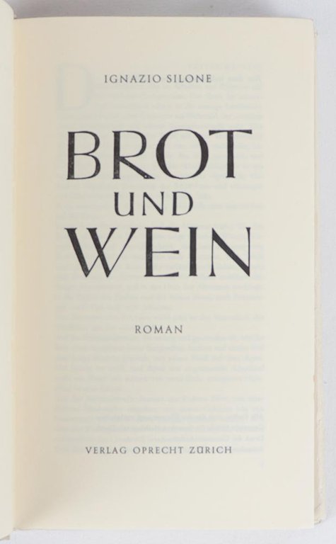 Brot und Wein. Roman [RISTAMPA] [Pane e vino]