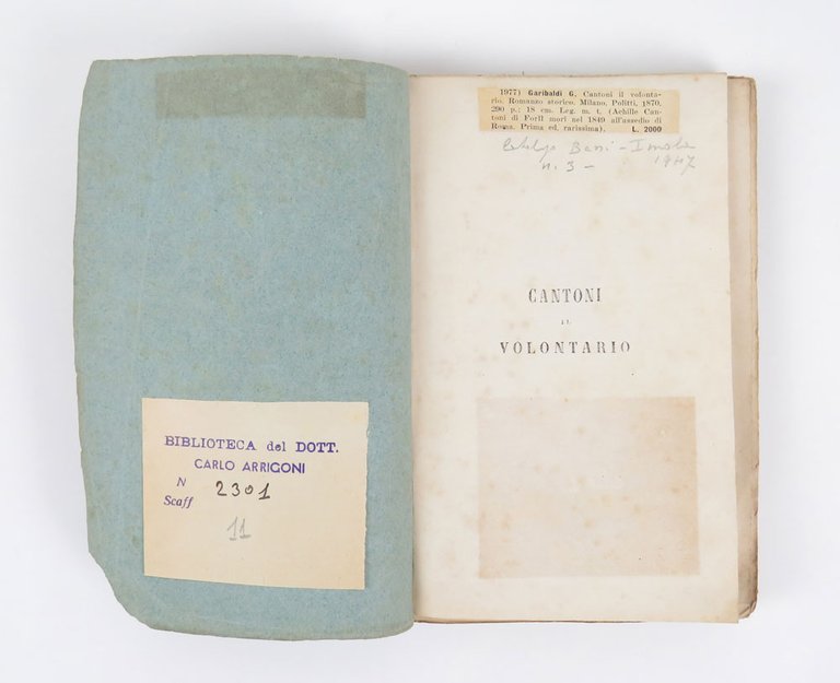 Cantoni il volontario. Romanzo storico di Giuseppe Garibaldi