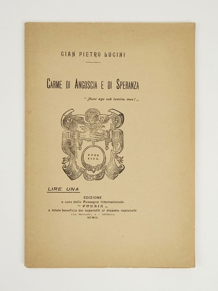 Carme di angoscia e di speranza. [Al frontespizio] In commemorazione …