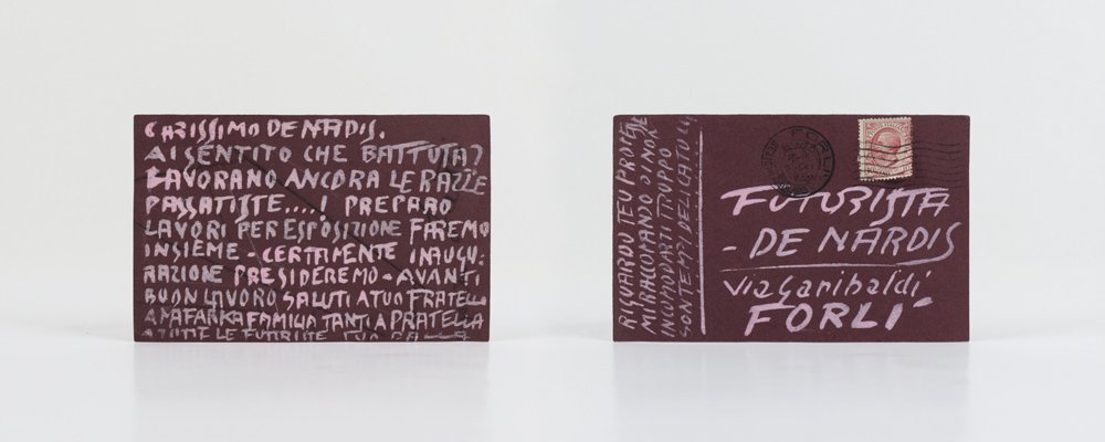 [Cartolina autografa firmata, disegnata dall’artista:] «CARISSIMO DE NARDIS, AI [HAI] …