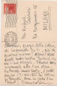 Cartolina postale viaggiata, autografa firmata. Datata 10 maggio 1947 (come …