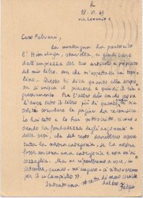 Cartolina postale viaggiata autografa firmata inviata al poeta e giornalista …