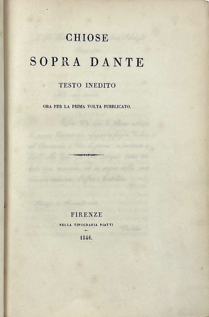 Chiose sopra Dante. Testo inedito ora per la prima volta … | Immagine principale