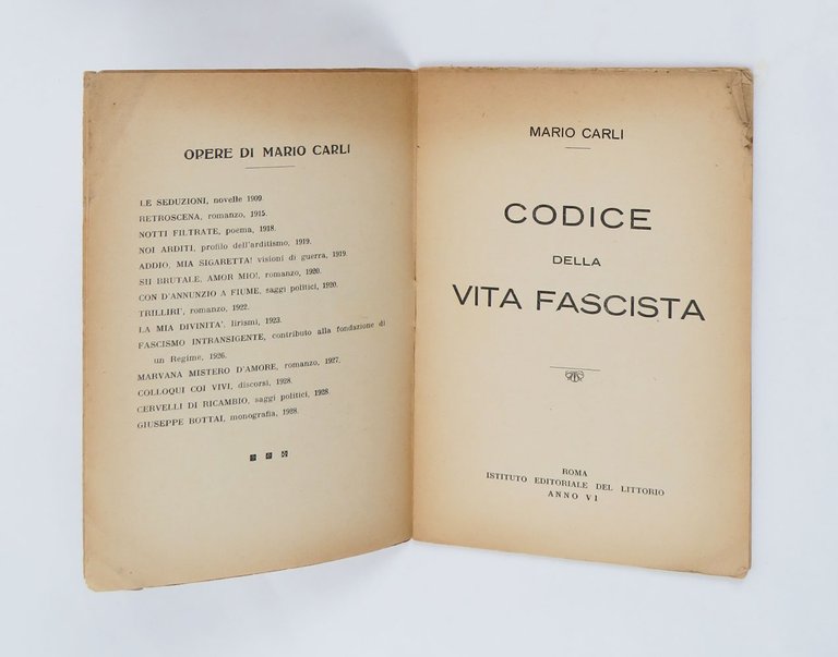 Codice della vita fascista [in copertina: 2ª edizione]