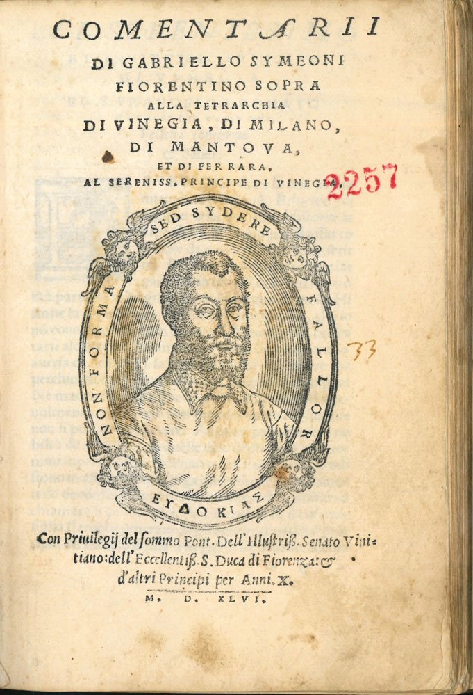Comentarii di Gabriello Symeoni fiorentino sopra alla tetrarchia di Vinegia, … | Immagine principale