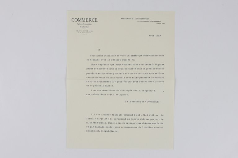 Commerce. Cahiers trimestriels publiés par les soins de Paul Valéry, …