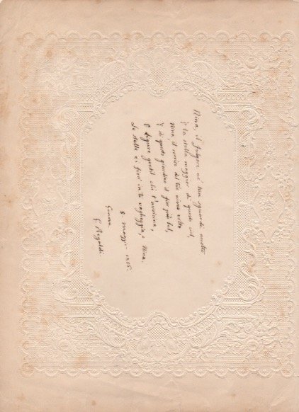 Componimento poetico autografo firmato. Datato 5 maggio 1856