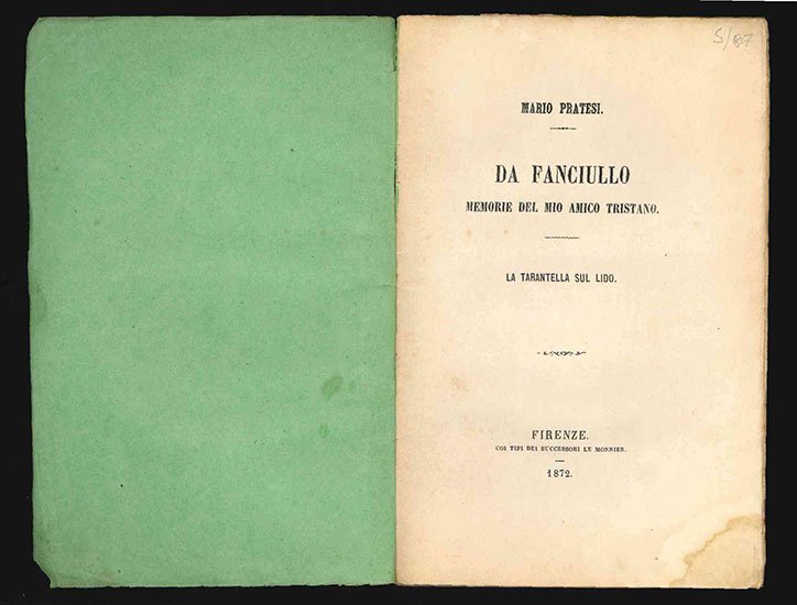 Da fanciullo. Memorie del mio amico Tristano. La tarantella sul …