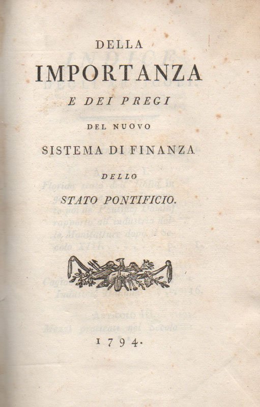 Della importanza e dei pregi del nuovo sistema di finanza …