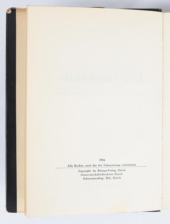 Der Fascismus [Faschismus]. Seine Entstehung und seine Entwicklung
