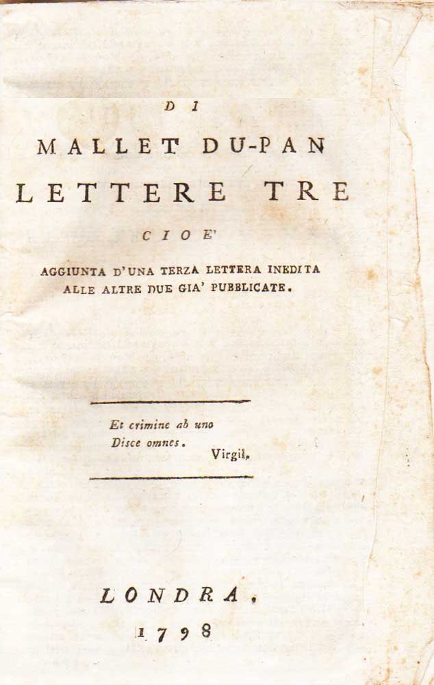 Di Mallet Du-Pan lettere tre cioè aggiunta d’una terza lettera …