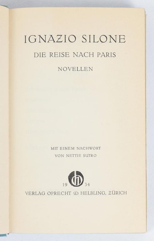 Die Reise nach Paris. Novellen [Il viaggio a Parigi: racconti]. …
