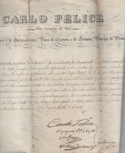 Documento con firma autografa, datato 8 maggio 1830 - Genova