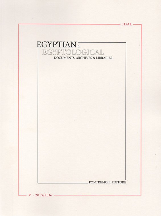 EDAL: Egyptian & Egyptological Documents Archives Libraries - N. 5