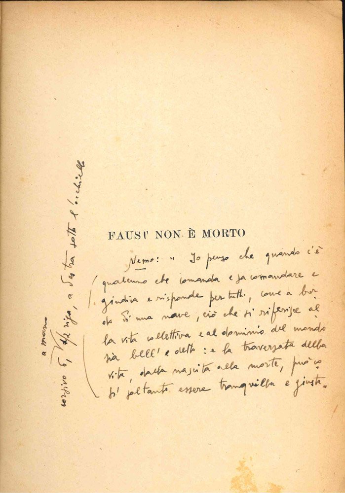 Faust non è morto. Passatempo teatrale [Bozza di stampa con …