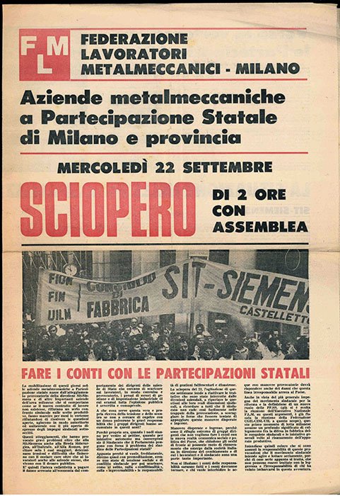 Federazione lavoratori metalmeccanici - Milano [foglio di sciopero]
