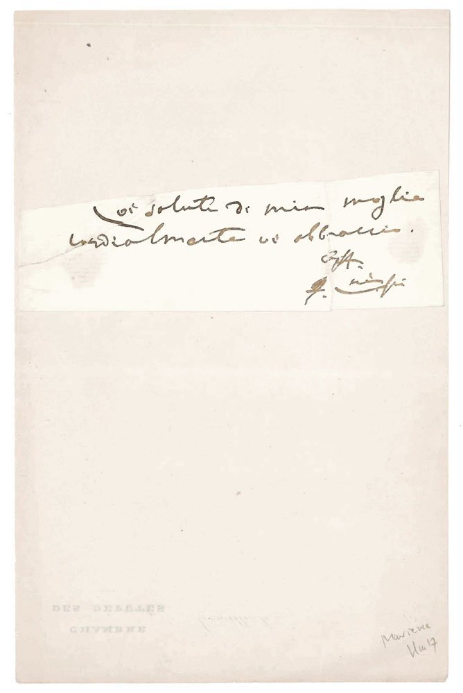 Frammento di lettera autografa firmata