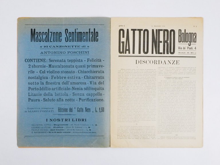 Gatto nero. Bologna — Via de’ Poeti, 4. Anno I …