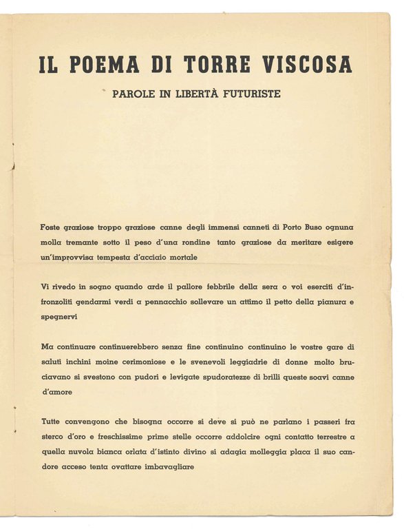 Gli aeropoeti futuristi dedicano al Duce il poema di Torre …