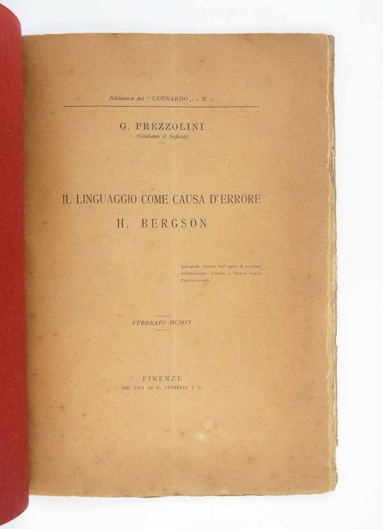 Il linguaggio come causa d’errore. H. Bergson (paragrafi estratti dall’opera …