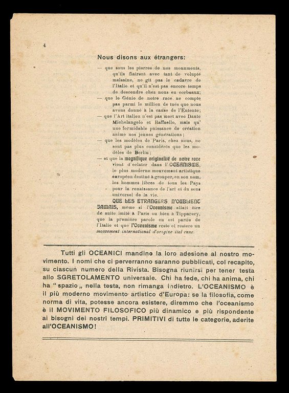 Il Manifesto dell’Oceanismo. [Insieme: FINITELA, BUFFONI!]