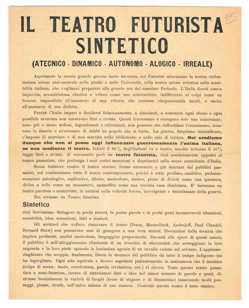 Il Teatro futurista sintetico (atecnico - dinamico - autonomo - …