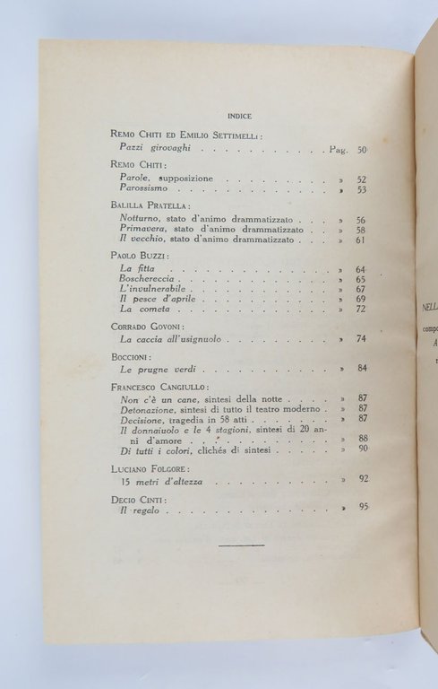 Il Teatro futurista sintetico. Creato da Marinetti, Settimelli, Bruno Corra