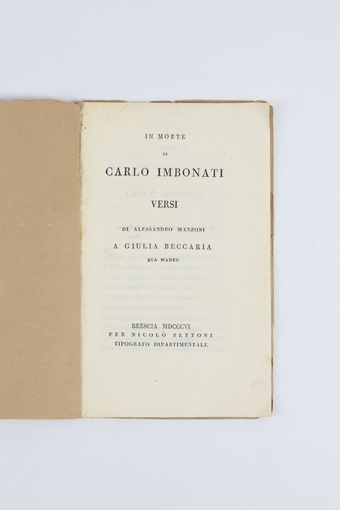 In morte di Carlo Imbonati. Versi di Alessandro Manzoni a …