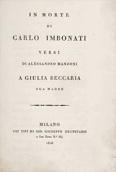 In morte di Carlo Imbonati. Versi di Alessandro Manzoni a …