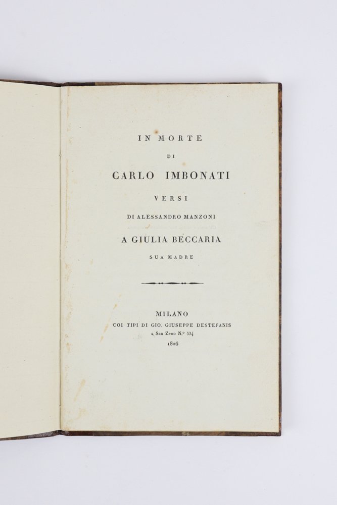 In morte di Carlo Imbonati. Versi di Alessandro Manzoni a …