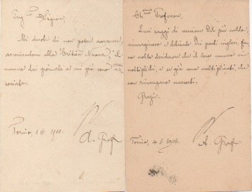 Insieme di due cartoline postali autografe firmate. Una datata Torino …