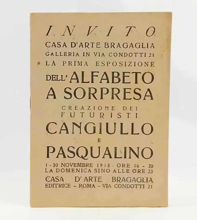 Invito Casa d’arte Bragaglia galleria in via Condotti 21 La …