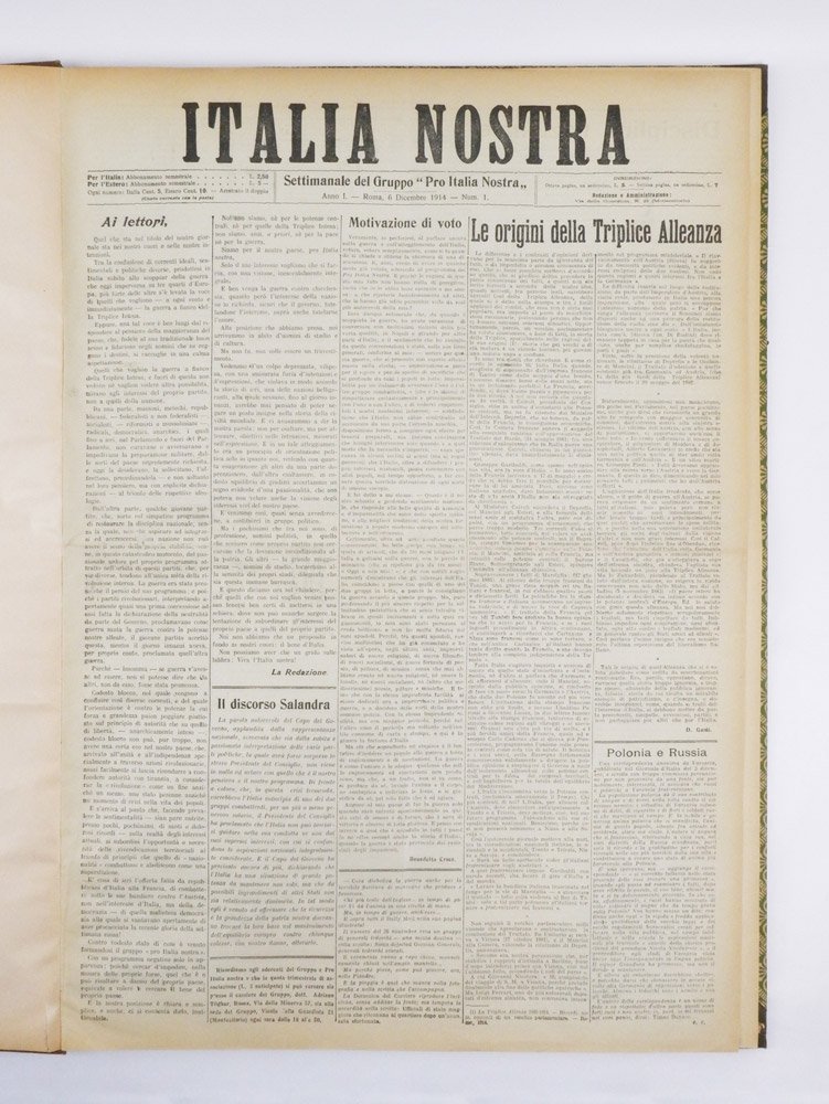 Italia Nostra. Settimanale del Gruppo Pro Italia Nostra