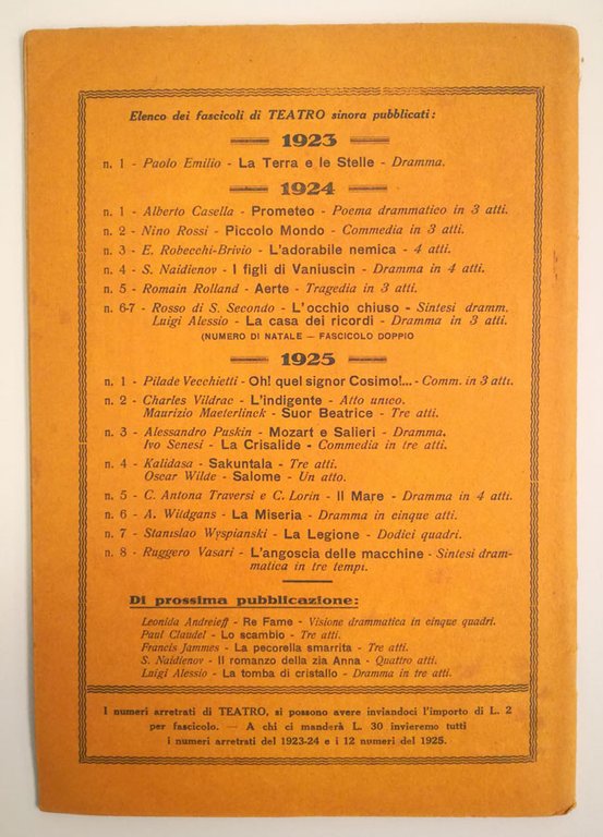 L’Angoscia delle macchine. Sintesi tragica in tre tempi. [in: «Teatro. …