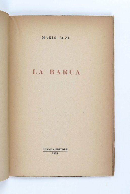 La barca [in copertina aggiunto il sottotitolo: «Canti»]