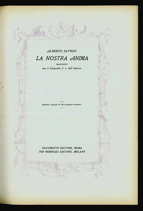 La nostra anima [Psiche]: racconto, con due litografie fuori testo …