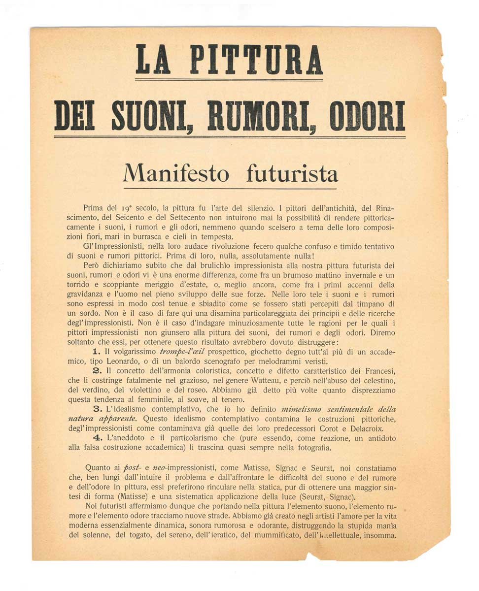 La Pittura dei suoni, rumori, odori. Manifesto futurista [SECONDA TIRATURA]